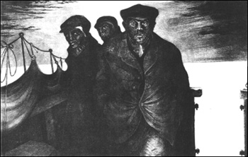 Capt. Ed Bishop with officers on the Bridge of SS Eagle